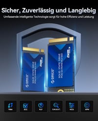 ORICO 512GB M.2 2242 NVMe SSD PCIe 3.0 - 2800MB/s Olvasási Sebesség, Réz Hűtőbordával Laptopokhoz, Mini PC-khez és IoT Eszközökhöz 7