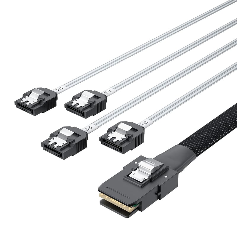 Mini SAS - 4x SATA átalakító kábel, 6G, 0,5m, SFF-8087 - adattároló összekötő