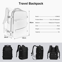 HOMIEE 32L vízálló utazó hátizsák USB töltőporttal, 15,6" laptoptartóval 7