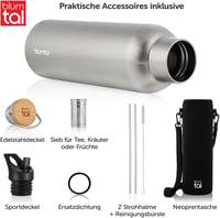 Blumtal Termosz 750ml - Dupla Falú Rozsdamentes Acél Kulacs Teaszűrővel és Sportfedéllel - Hőszigetelt BPA-mentes Ivópalack Hordtáskával 2