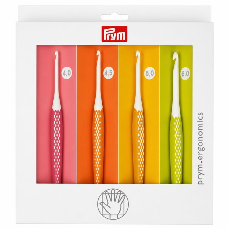 Prym prym.ergonomics Set vunenih igala za heklanje, plastika, 3,5 mm – 6 mm — nedostaje igla od 3,5 mm (stanje: vidi drugu sliku)