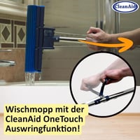 CleanAid OneTouch GO! Felmosó - Rozsdamentes Acél Nyéllel, Extra Nedvszívó PVA Szivaccsal, Csavarófunkcióval, Összecsukható Szegmensekkel Pa 2
