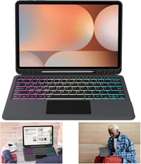 ROOFEI Bluetooth Billentyűzetes Tok Samsung Galaxy Tab S9 FE+/S9+/S10+ 12,4" Tablethez - Levehető RGB Háttérvilágítású QWERTZ Billentyűzet T 4