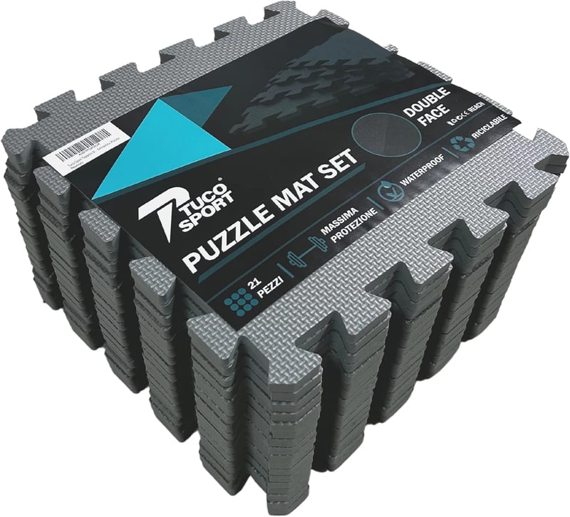 Tuco Sport 21 részes puzzle fitness szőnyeg - ütéscsillapító, csúszásmentes edzőszőnyeg edzőterembe, súlyzózáshoz