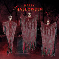 Yaixu Halloween Csontváz Dekoráció Szett - Függő Koponya Pókokkal és Pókhálóval - Kültéri/Beltéri Horror Dekor Kísértetházhoz, Partikhoz 3