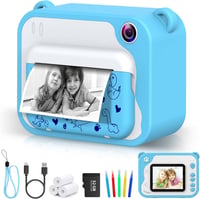 Ukuu 2,4" Gyerek Polaroid Kamera, 32GB, Nyomtatópapírral, Kék - Karácsonyi Ajándék 1