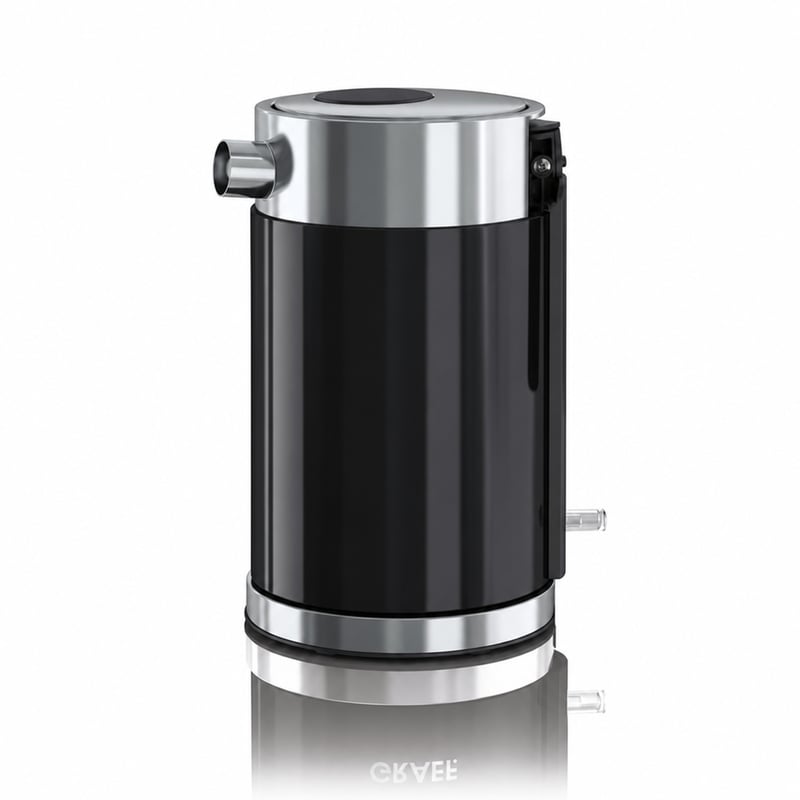 Fierbător din inox Graef WK402, 1 litru, negru, automat — defect, funcționează parțial: mâner rupt (stare: vezi a 2-a imagine)