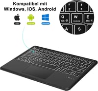 SENGBIRCH Bluetooth Billentyűzet Érintőpaddal - QWERTZ Német Kiosztás, 7 Színű Háttérvilágítás, Vezeték Nélküli, Windows/Android/iOS Kompati 3
