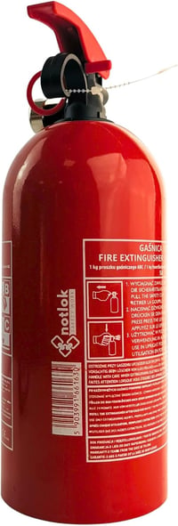 notlok Safety Work 2 db 1 kg-os ABC Poroltó Készülék | Elektromos Eszközökhöz < 1000 V | Mini Tűzoltó Készülék Konyhába és Autóba | Tartóval 3