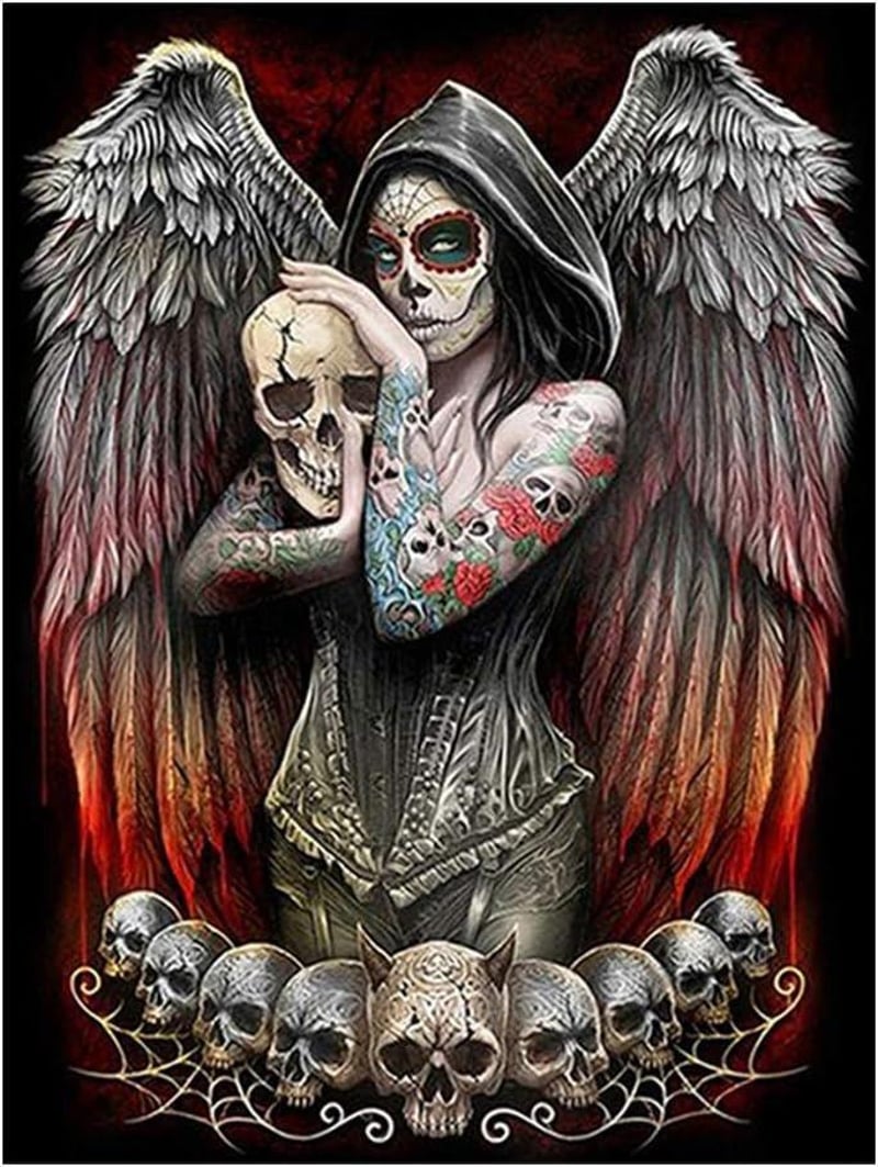 Goth Lány Gyémántfestő Szett - 30x40 cm-es Sötét Hangulatú DIY Kép