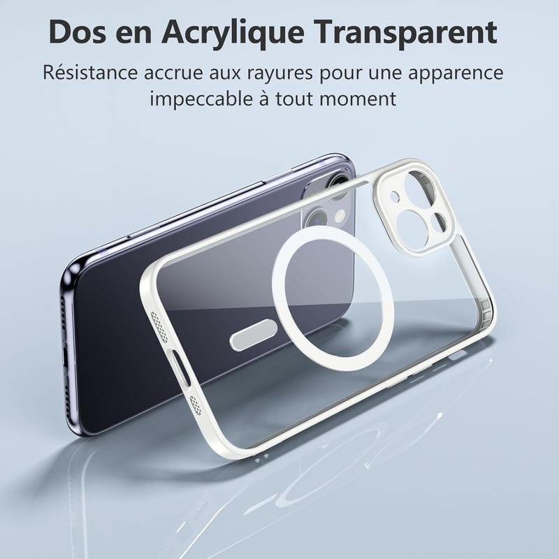 iPhone 13 MagSafe-kompatibilis ütésálló tok kameravédővel, fehér