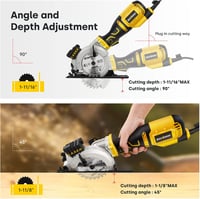 Enventor 705W Mini Körfűrész 6 Fűrészlappal, Vezetősínnel és Lézeres Irányítóval - Fa, Fém, Műanyag Vágásához, 3500 RPM, Egykezes Használat 3