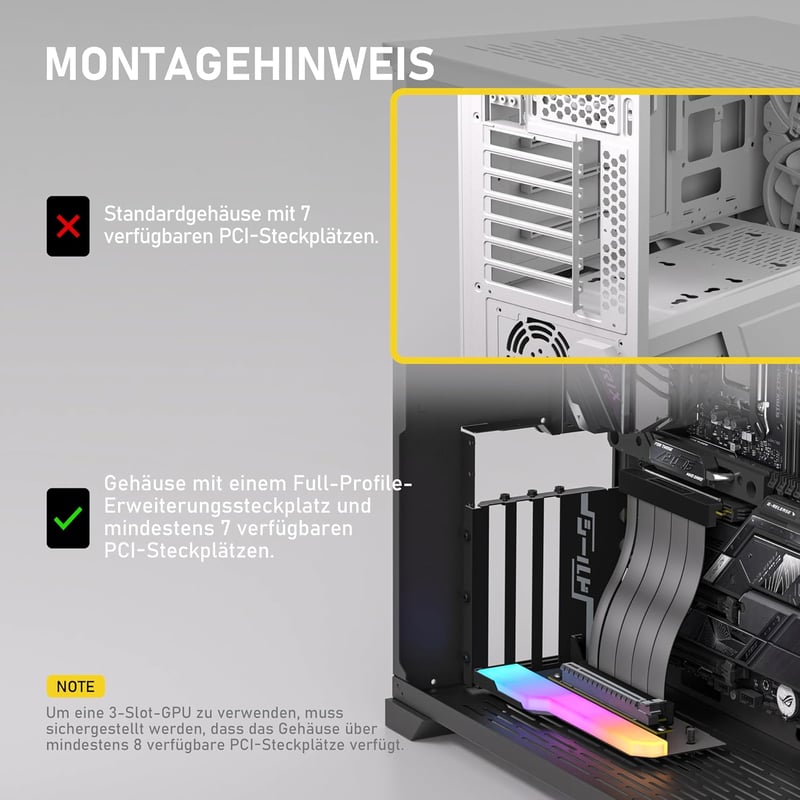 EZDIY-FAB Vertikális GPU Tartó ARGB Modullal és PCIe 4.0 Riser Kábellel - 115mm Fehér Videokártya Állvány RTX40 Sorozathoz - White