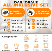 PACKDUDE Vákuumzsák Szett 18 db - 8 Porszívós és 10 Hengeres Tárolózsák Ruhákhoz, Különböző Méretekben, Extra Stabil Műanyagból 2