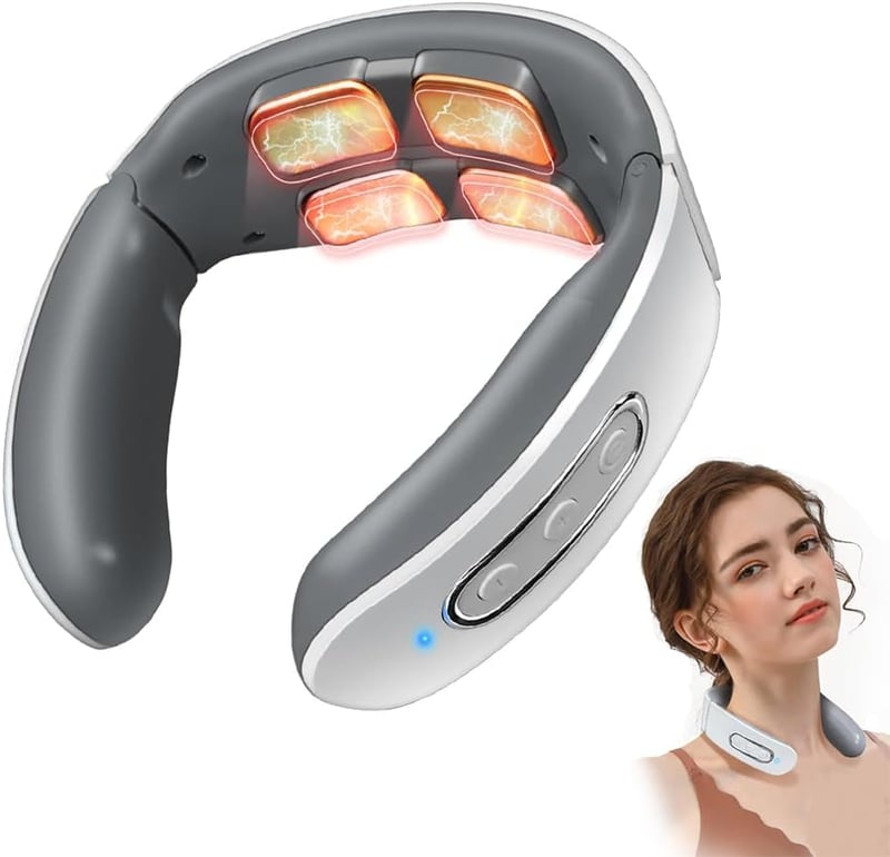 ATMOKO Intelligens Nyakmasszírozó Készülék Fűtéssel és EMS Funkcióval, 6 Üzemmód, 9 Intenzitás