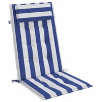 vidaXL Magas Háttámlás Kerti Székpárna 4 db Kék-Fehér Csíkos Oxford Szövet 120x50x3 cm Fejpárnával 2