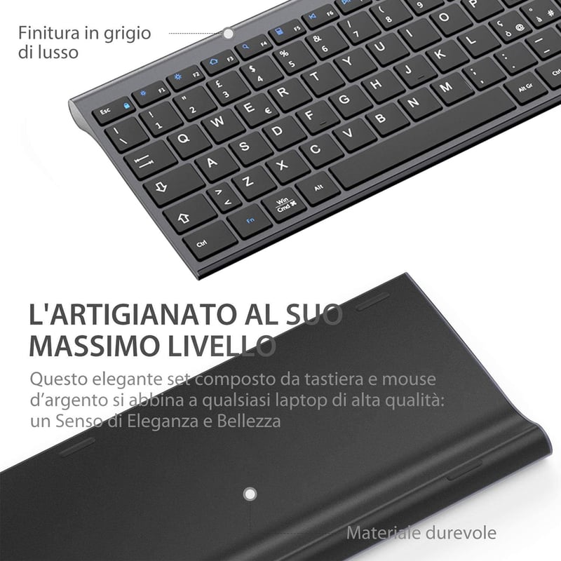 iClever vezeték nélküli billentyűzet és egér szett - ergonomikus, újratölthető, állítható DPI
