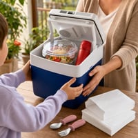 Ebédmentő hűtőcsomag: 900 ml ebéddoboz + 500 ml kulacs + evőeszköz + 200 db papírzacskó + 26 l hűtőtáska 1