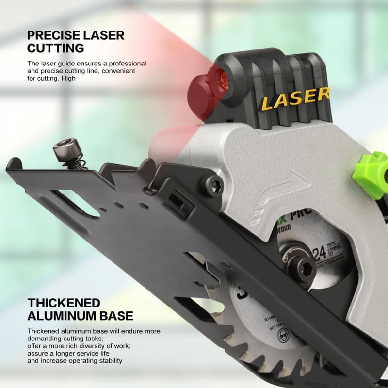 GALAX PRO 480W Körfűrész 3500 RPM - 28,5mm Vágásmélység, 3db 85mm Fűrészlappal, Lézervezetővel - Fa, PVC és Egyéb Anyagok Vágásához