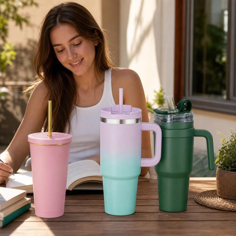 Sada termohrnčekov: 500 ml + 900 ml + 1,2 l s viečkom a slamkou
