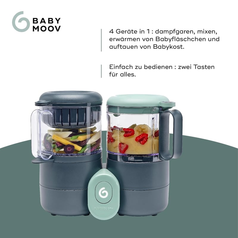 Babymoov Nutribaby One 4 az 1-ben Bébiétel Készítő - 2L Kapacitás, Kíméletes Párolás, Keverés, Melegítés és Kiolvasztás Funkcióval