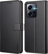 Xiaomi Redmi Note 12 4G Prémium Bőr Flip Tok - Kártyatartós, Mágneses, Állványos (Fekete) 1