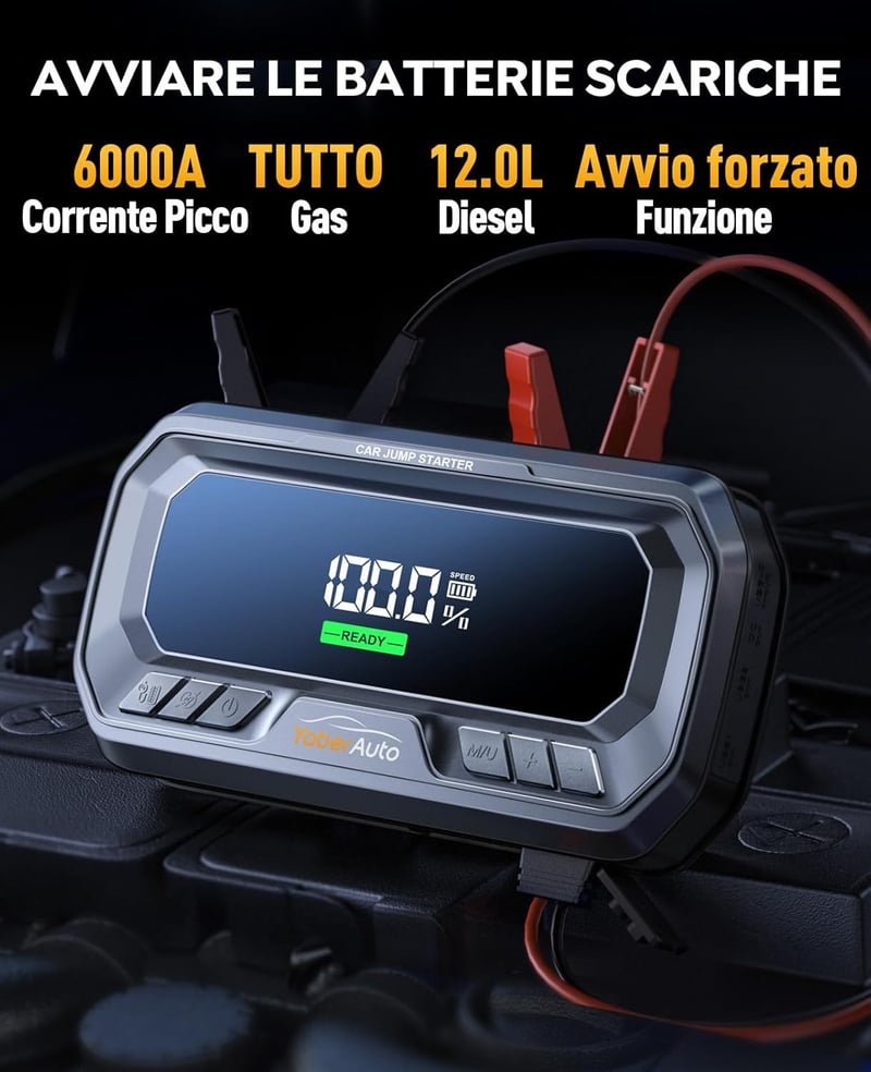 YaberAuto 26800mAh Autós Bikázó Akkumulátor - Vészhelyzeti Indításrásegítő Powerbank 12V Járművekhez