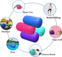 Home U Felfújható Léghengerű Tornaszőnyeg - Kék PVC Jóga és Gimnasztikai Légpárna Pumpával, 120x90 cm - Fitness és Testformáló Edzésekhez 5