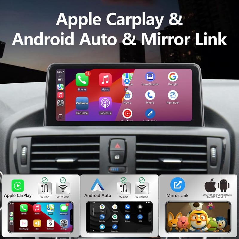 YZKONG Autórádió BMW 1/2/3/4 Sorozathoz (F20-F36, 2013-2016) - 10,25" IPS Érintőképernyő, Vezeték Nélküli CarPlay, Android Auto, NBT Rendsze