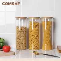 Comsaf 2200ml-es légmentes kerek üveg tárolóedény szett, 3 db-os 9