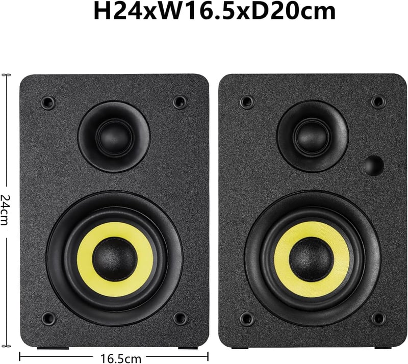 Sanyun SW206 80W Aktív Könyvespolc Hangfal, Kettős Üzemmód, 4" Stúdió Monitor és HiFi, Bluetooth 5.0, Optikai/Koaxiális/USB, Fekete