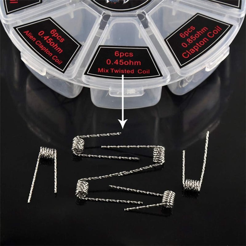 Crazy-m 96 db Előre Tekert Párologtató Coil Szett 8 Féle Típussal - 0.3-0.8Ω Ellenállással RDA/RBA/RDTA Készülékekhez - Fused Clapton, Twist