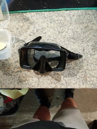 Mască de scufundări Cressi SF1 pentru adulți, fără ramă, sticlă securizată dreptunghiulară, negru/negru - Utilizat 2