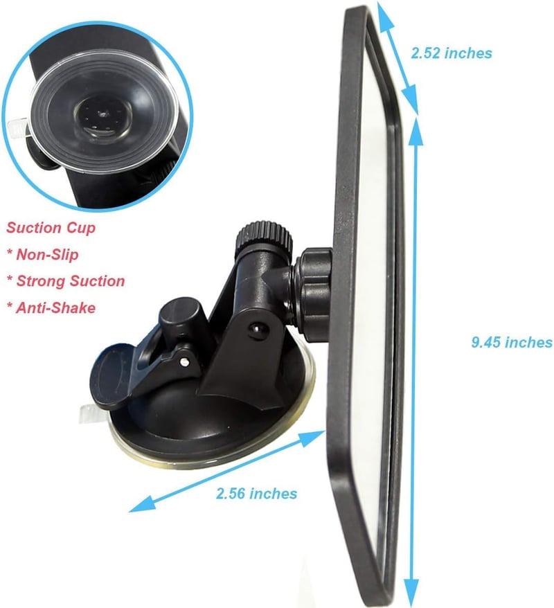 KITBEST Autós Belső Visszapillantó Tükör Tapadókoronggal - Széles Látószögű Állítható Oktató Tükör Autóhoz SUV Teherautóhoz 240x64mm