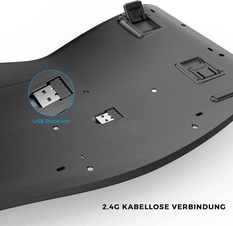 Seenda ergonomikus vezeték nélküli billentyűzet, USB-s, német kiosztású, fekete