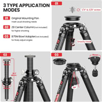EVUMO Karbon Állvány 165cm - Professzionális Fotó és Videó Tripod 40kg Teherbírással, 10x Szénszálas, Mágneses Szögállítással, 40mm Csőátmér 4