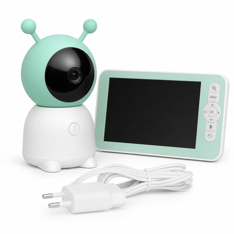 Monitor bebeluși BOIFUN 2K cu ecran de 5 inchi și rotație de 360° — defect, pentru piese: fără ecran (stare: vezi a 2-a fotografie)