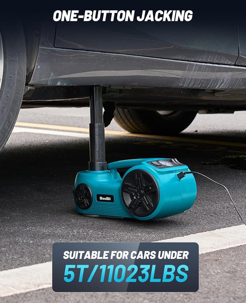 Seesii Hidraulikus Autóemelő 5T 3T 2T - 3 az 1-ben Elektromos 12V Emelő Gumiabroncs Pumpával és LED Világítással Autókhoz, SUV, MPV és Furgo