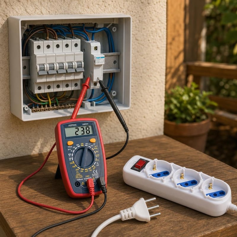 Set za električarske popravke: 1x držač osigurača 10,3x38 + 1x digitalni multimetar + 1x prenaponska letva