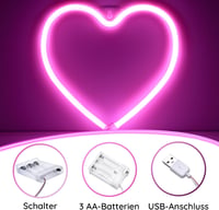NELUX Szív és Love LED Neon Fali Dekoráció Szett - USB/Elemes Működés, Hálószobába, Valentin-napi Ajándék, Szilikon Anyag, 30.000 Órás Élett 4