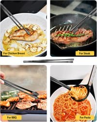 BUNDLEPRO 2 db 30,5 cm-es Konyhai Csipesz - Rozsdamentes Acél Profi Hosszú Fogó BBQ-hoz, Tálaláshoz - Fekete 3