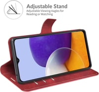 Samsung Galaxy A22 5G mágneses flip tok állvánnyal - szürke PU bőr védőtok 3