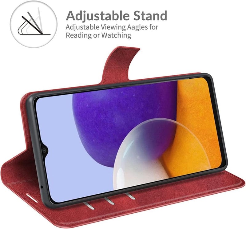 Samsung Galaxy A22 5G mágneses flip tok állvánnyal - szürke PU bőr védőtok