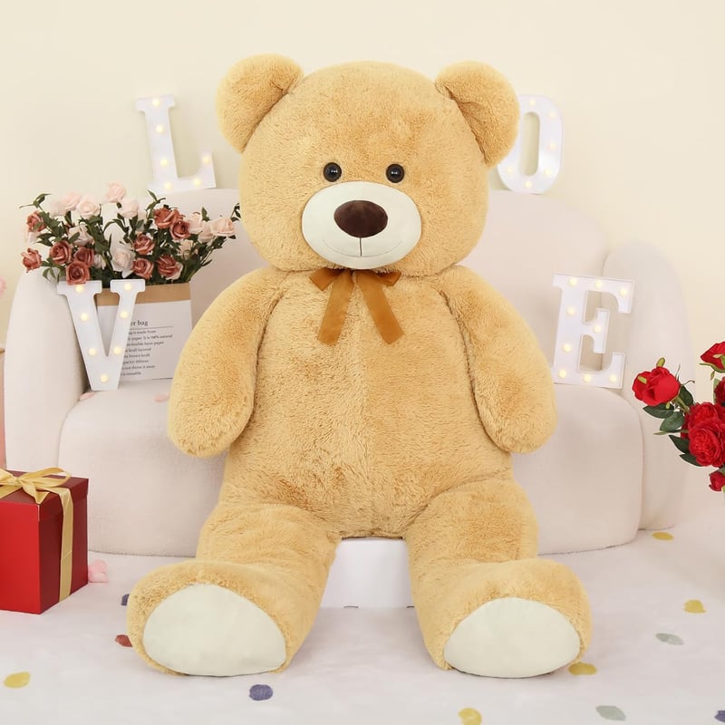 MorisMos Óriás Plüssmackó 130 cm - XXL Puha Barackszínű Teddy Maci, Ölelésre Tökéletes Ajándék Gyerekeknek, Lányoknak, Pároknak