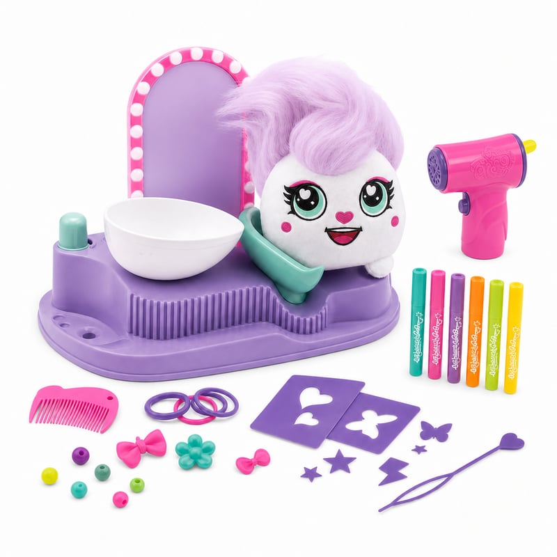 Canal Toys Airbrush Plush Hair'iffic frizerski set — neispravan, djelomično radi: neispravna pumpa za pranje kose (stanje: vidi 2. sliku)