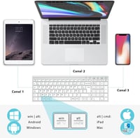 iClever BK10 Bluetooth Billentyűzet - Újratölthető, 3 Eszköz Csatlakoztatás, AZERTY, Ultravékony, Fehér, Mac/iPad/iPhone/PC Kompatibilis 2