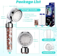 LED-es víztakarékos zuhanyfej, 2 szűrőmód, 3 színváltozat, univerzális méret 6