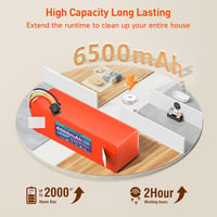 CITYORK Li-ion Pótakkumulátor Roborock S7 S6 S5 S50 Max/MaxV/Ultra és Xiaomi Robotporszívókhoz - 6500 mAh Nagykapacitású Akkumulátor Q5 Q7 M 6