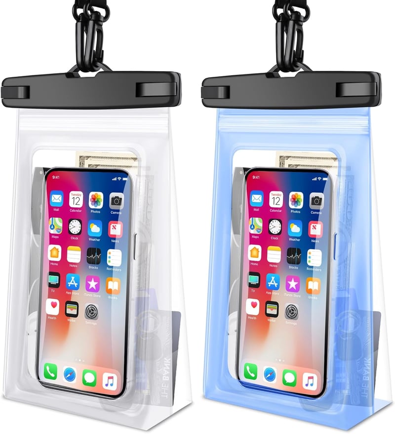 Razobws 9"-os vízálló telefontok, 2 db, iPhone és Samsung készülékekhez - Fehér+Kék