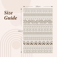 Vamcheer Modern Szőnyeg Beltéri Kültéri Használatra, Csúszásmentes Futó Szőnyeg Konyhába Étkezőbe, Boho Geometrikus Mintás, Bézs 200x300 cm 2